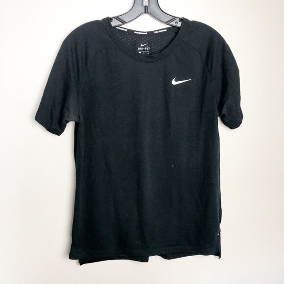 Nike Dri-Fit Athletic Short Sleeve Tailwind Top Medium Black - Picture 1 of 7
